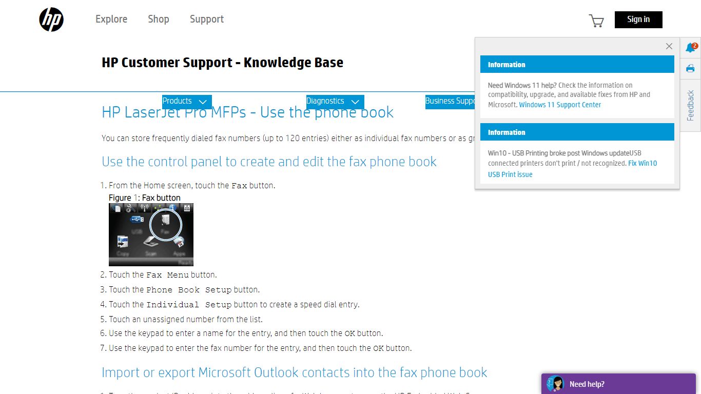 HP LaserJet Pro MFPs - Use the phone book | HP® Customer Support